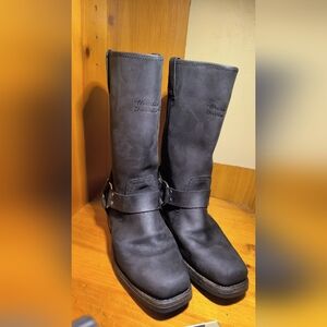 Harley-Davidson Black Moto Boots with Buckle Detail